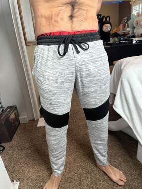 Andrew Christian Heather Grey & Black Mesh Panel Joggers